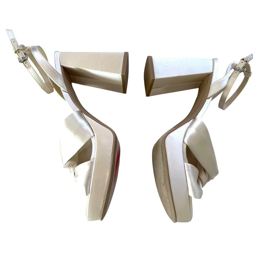 Dolce Vita Parlo Ivory Satin Platform Heels Ankle Strap Bridal Wedding 9